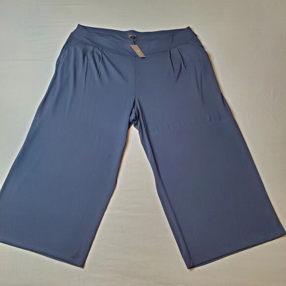 J. Jill Womens Size 3X NWT Wearever Pleated Cropped Wide Leg Pant Pull On Blue - Picture 4 of 8